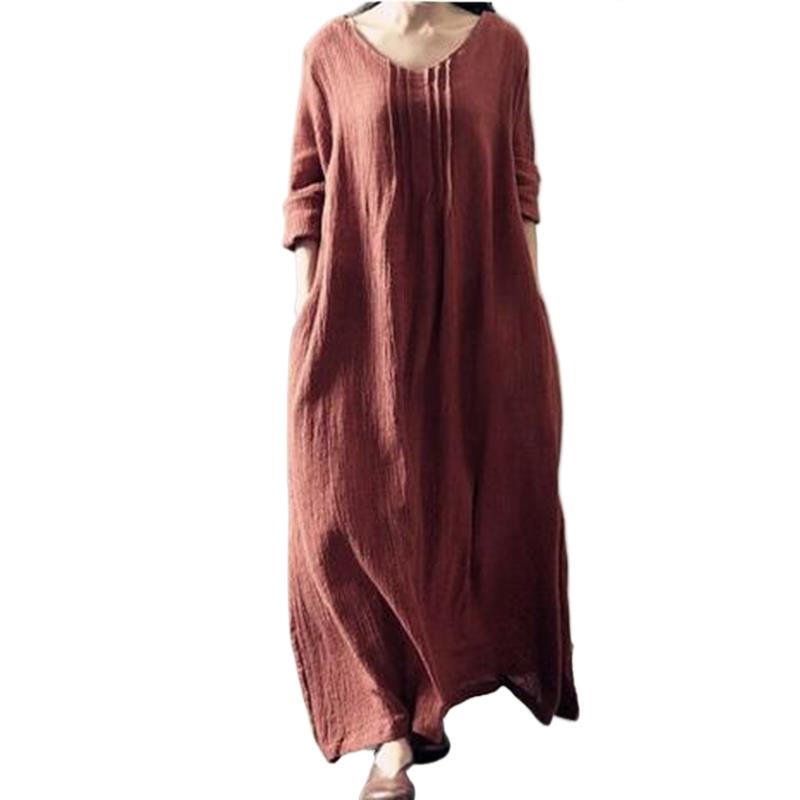Linen Dress Wrap - 2025 Pamuk Keten Vintage Tam Elbise